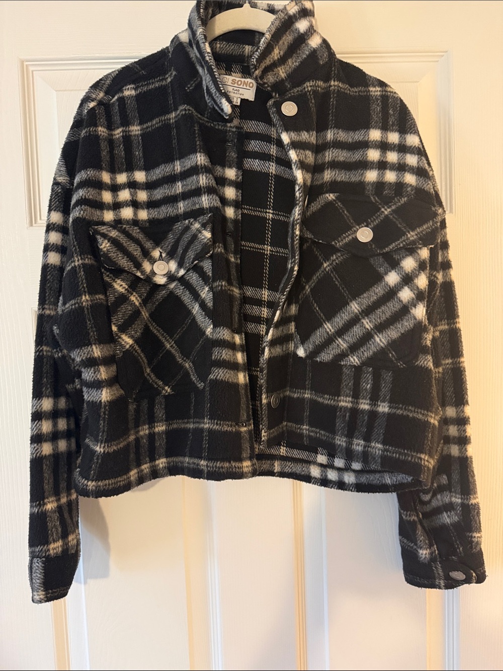 Soho Black & White Plaid Utility Shacket